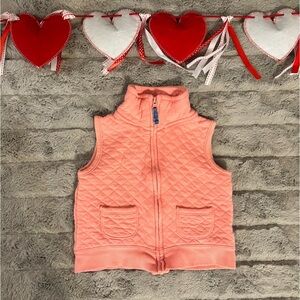 Carters 18 Months Pink Quilted Vest, Valentines Day, Patch Pockets, Girl, Zips